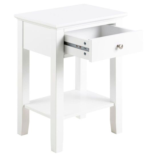 Linnea White 1 Drawer Bedside Table