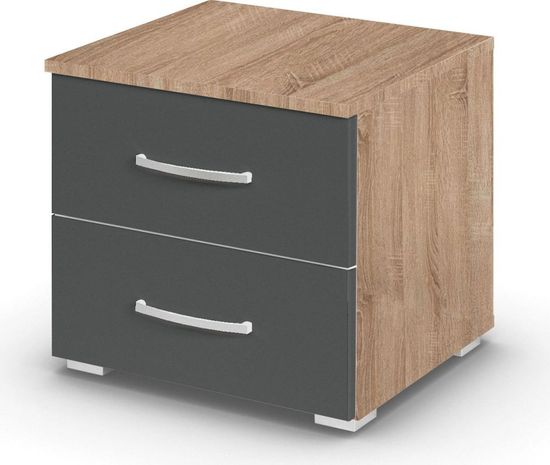 Rauch Aditio 2 Drawer Bedside Cabinet - Sonoma Oak and Metallic Dark Grey