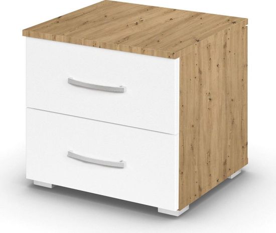 Rauch Aditio 2 Drawer Bedside Cabinet - Artisan Oak and Alpine White