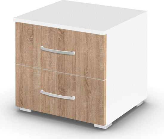 Rauch Aditio 2 Drawer Bedside Cabinet - Alpine White and Sonoma Oak