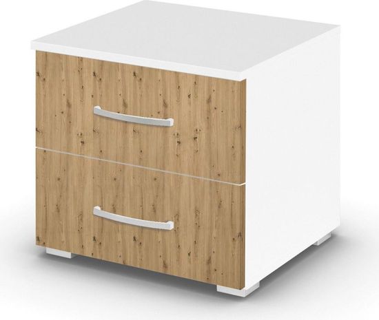 Rauch Aditio 2 Drawer Bedside Cabinet - Alpine White and Artisan Oak