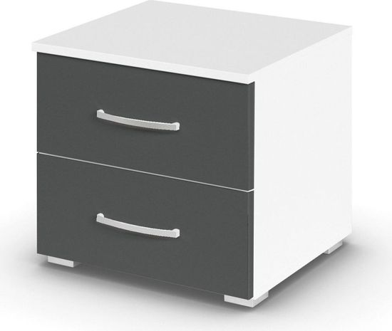 Rauch Aditio 2 Drawer Bedside Cabinet - Alpine White and Metallic Dark Grey