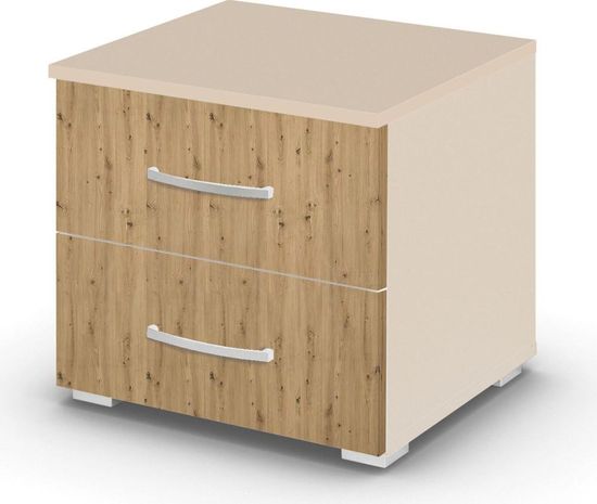 Rauch Aditio 2 Drawer Bedside Cabinet - Champagne and Artisan Oak