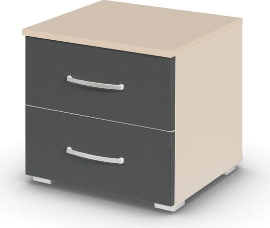 Rauch Aditio 2 Drawer Bedside Cabinet - Champagne and Metallic Dark Grey