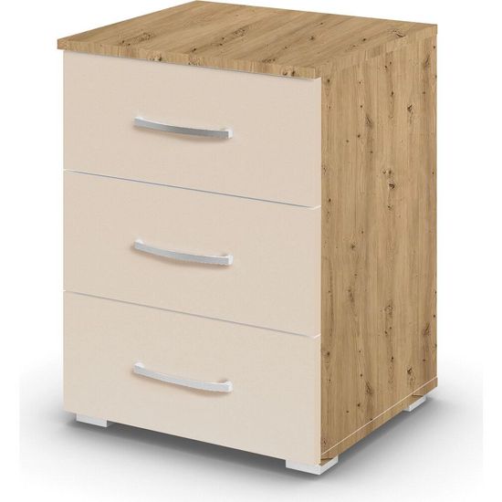 Rauch Aditio 3 Drawer Bedside Cabinet - Artisan Oak and Champagne