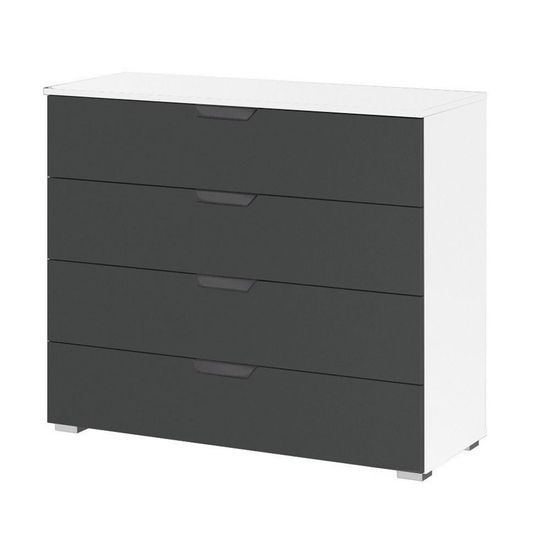Rauch Aditio 4 Drawer Wide Chest - Alpine White and Metallic Dark Grey