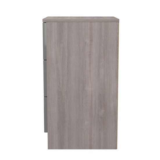 Milan Grey Gloss and Grey Oak 3 Drawer Bedside Cabinet