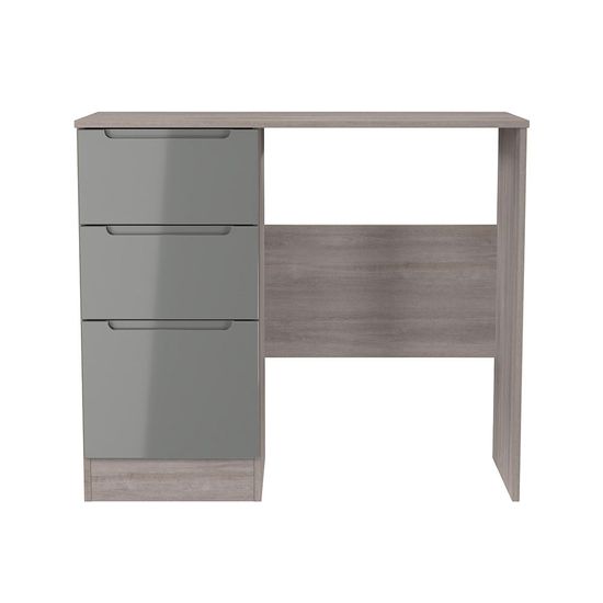 Milan Grey Gloss and Grey Oak 3 Drawer Single Dressing Table