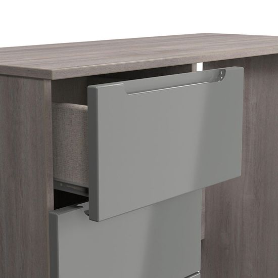 Milan Grey Gloss and Grey Oak 3 Drawer Single Dressing Table