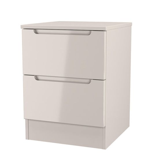 Milan Cashmere Gloss 2 Drawer Bedside Cabinet