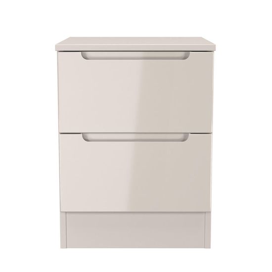 Milan Cashmere Gloss 2 Drawer Bedside Cabinet