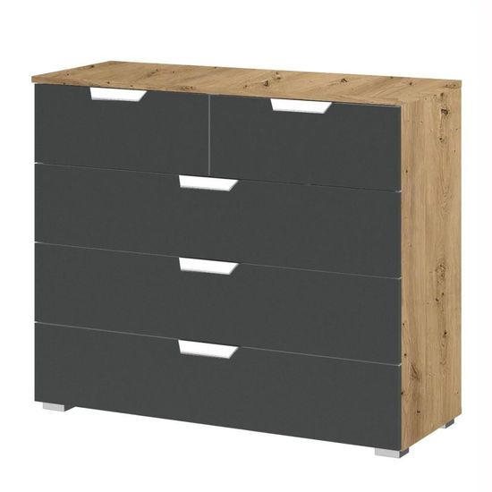 Rauch Aditio 3+2 Drawer Chest - Artisan Oak and Metallic Dark Grey