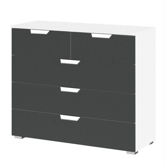 Rauch Aditio 3+2 Drawer Chest - Alpine White and Metallic Dark Grey