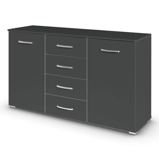 Rauch Aditio 2 Door Medium Sideboard with 4 Drawer - 120cm - Metallic Dark Grey