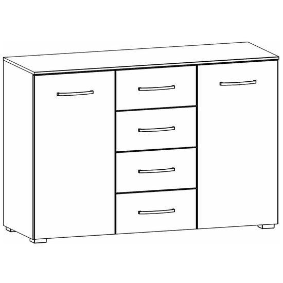 Rauch Aditio 2 Door Medium Sideboard with 4 Drawer - 120cm - Metallic Dark Grey