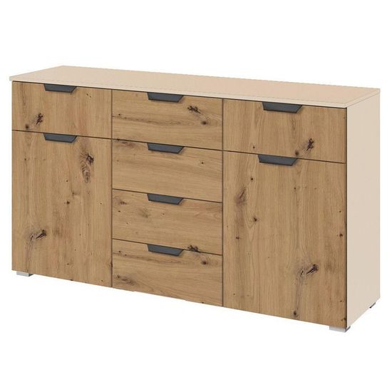 Rauch Aditio 2 Door Medium Sideboard with 6 Drawer - 120cm - Champagne and Artisan Oak