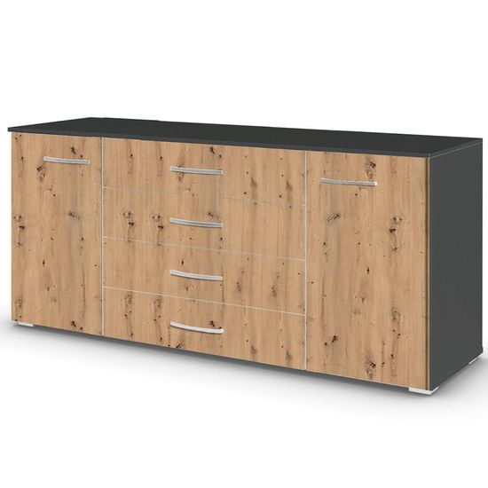 Rauch Aditio 2 Door Large Sideboard - 160cm - Metallic Dark Grey and Artisan Oak