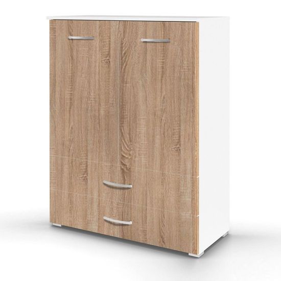Rauch Aditio 2 Door Cupboard with 2 Bottom Drawer - Alpine White and Sonoma Oak