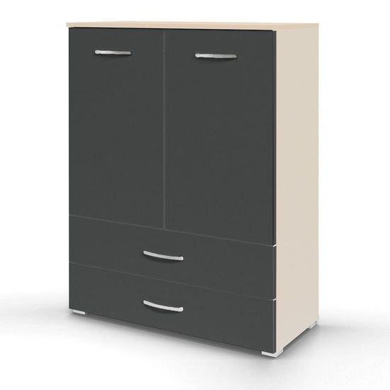 Rauch Aditio 2 Door Cupboard with 2 Bottom Drawer - Champagne and Metallic Dark Grey