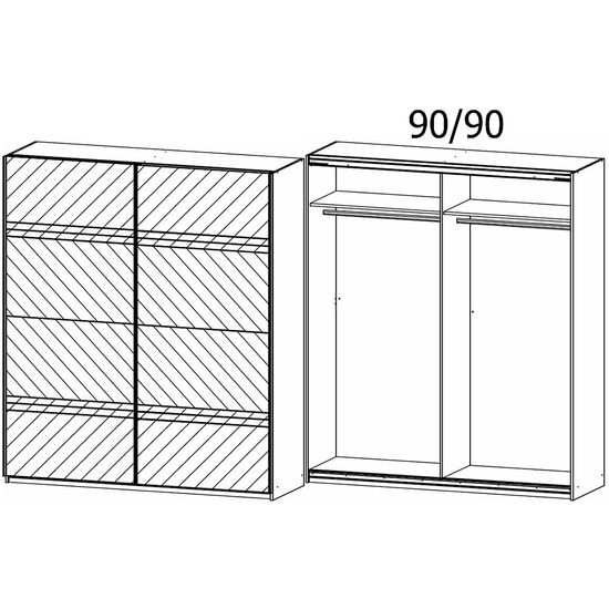 Rauch Koblenz 181cm 2 Door Mirrored Sliding Wardrobe - Metallic Dark Grey and Grey Mirror