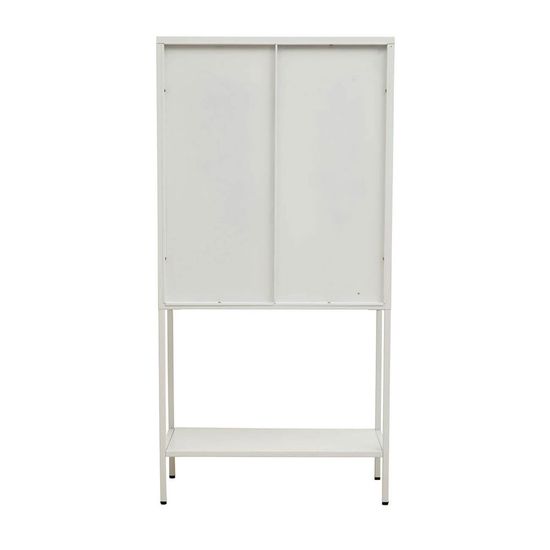 Acier White Metal 2 Door Display Cabinet with Glass Doors