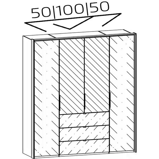 Rauch Erimo 204cm 4 Door Combi Wardrobe with 3 Drawer - Artisan Oak and Silk Grey Glass