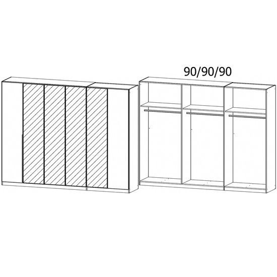 Rauch Memphis 271cm 6 Door Wardrobe with Mirror - Alpine White