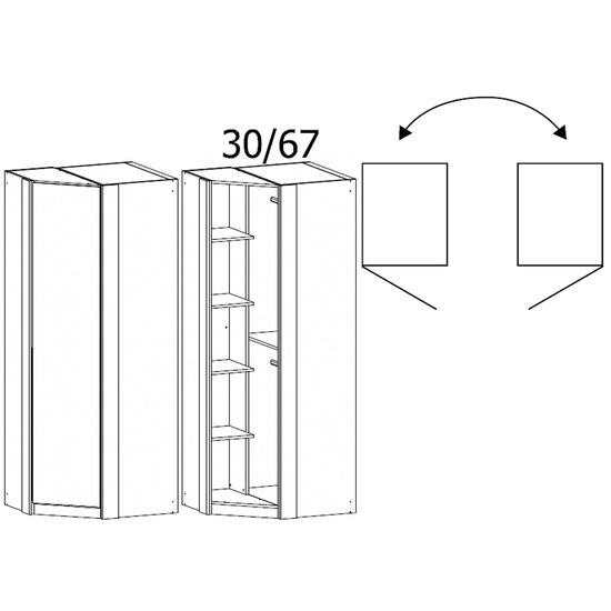 Rauch Memphis 87cm 1 Door Corner Wardrobe - Alpine White