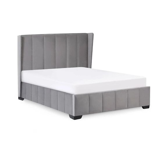 Katie Grey Velvet Fabric Bed - Sizes Available