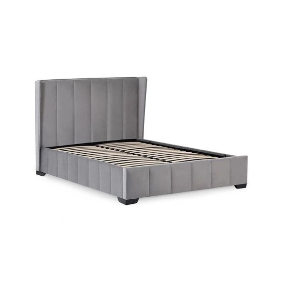 Katie Grey Velvet Fabric Bed - Sizes Available