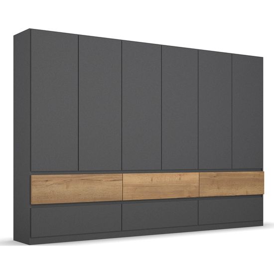Rauch Winnipeg 271cm 6 Door Wardrobe - Metallic Dark Grey and Halifax Oak