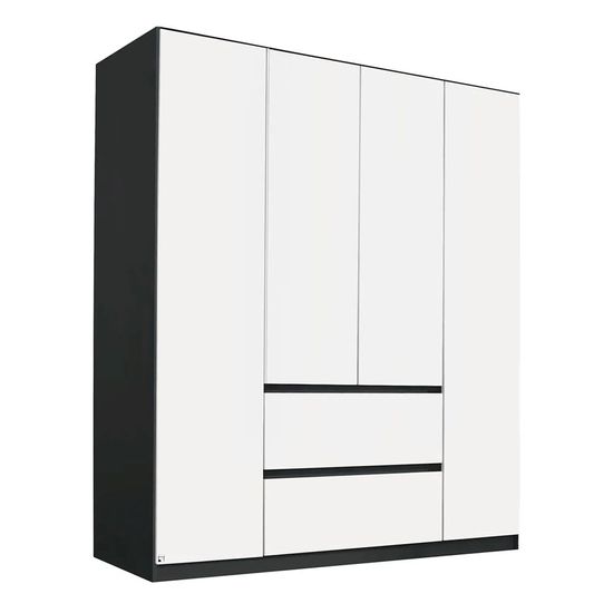 Rauch Mainz 181cm 4 Door Wardrobe with Drawer - Metallic Dark Grey and Alpine White