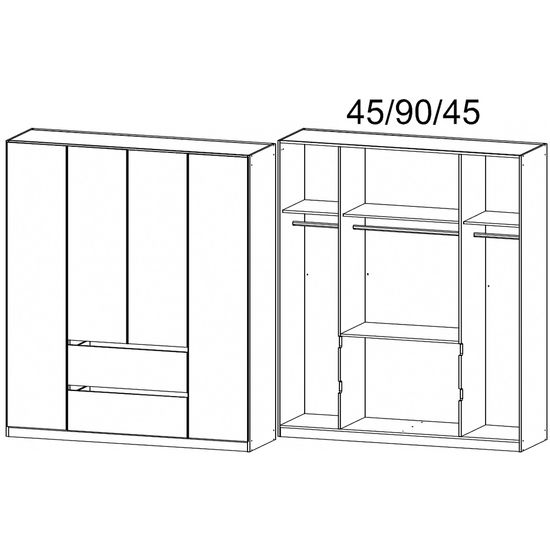 Rauch Mainz 181cm 4 Door Wardrobe with Drawer - Metallic Dark Grey and Alpine White