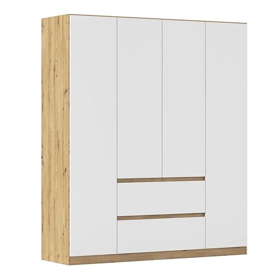 Rauch Mainz 181cm 4 Door Wardrobe with Drawer - Artisan Oak and Alpine White