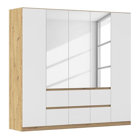 Rauch Mainz 226cm 5 Door Combi Wardrobe - Artisan Oak and Alpine White