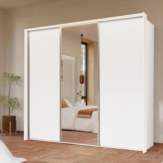 Rauch Taro 242cm 3 Door Sliding Wardrobe with Mirror - Alpine White