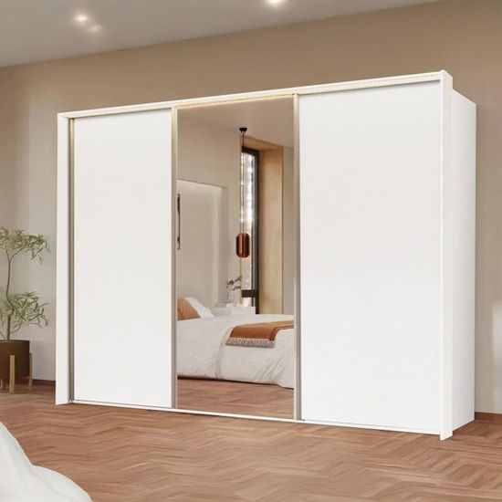 Rauch Taro 301cm 3 Door Sliding Wardrobe with Mirror - Alpine White