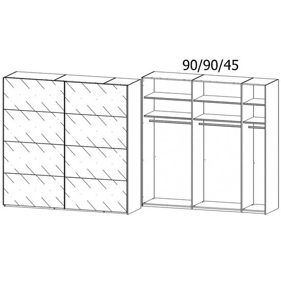 Rauch Filo 226cm 2 Door Mirrored Sliding Wardrobe - Silk Grey