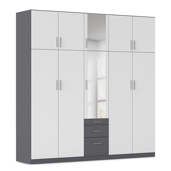 Rauch Hildesheim Extra 231cm 10 Door Combi Wardrobe - Metallic Dark Grey and Alpine White