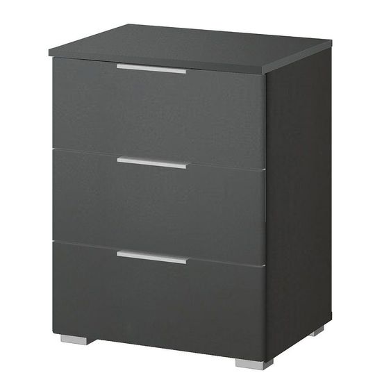 Rauch Alabama 3 Drawer Bedside Cabinet - Metallic Dark Grey