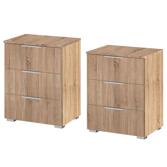 Rauch Alabama 3 Drawer Bedside Cabinet - Set of 2 - Sonoma Oak