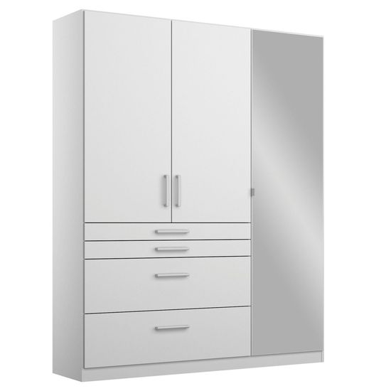 Rauch Homburg 136cm 3 Door Combi Wardrobe - Alpine White and High Gloss White