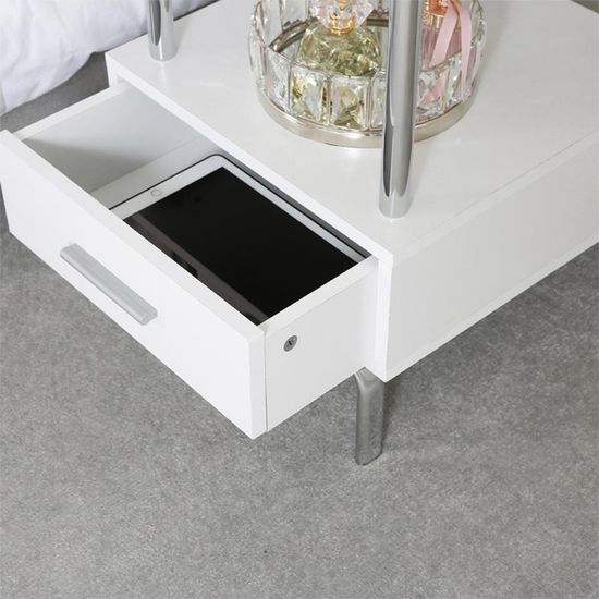 Charlotte White 1 Drawer Bedside Table