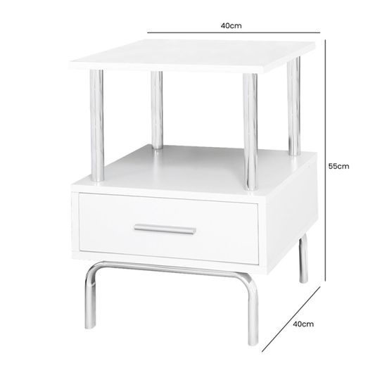 Charlotte White 1 Drawer Bedside Table