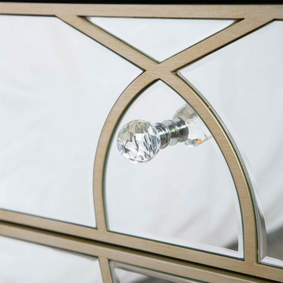 Pristina Champagne Mirrored 2 Drawer Bedside Cabinet