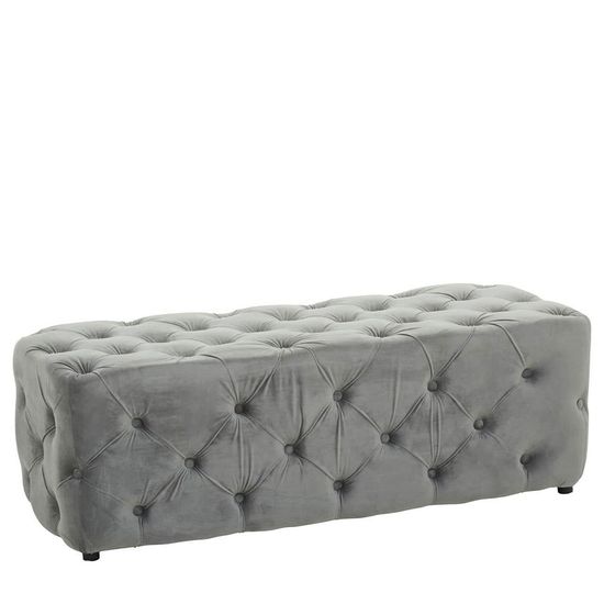 Alea Grey Velvet Fabric Hall Bench