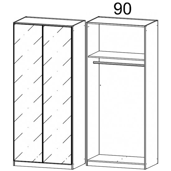 Rauch Alabama 91cm 2 Door Mirrored Wardrobe - Champagne