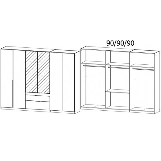 Rauch Alabama 271cm 6 Door Combi Wardrobe - Champagne