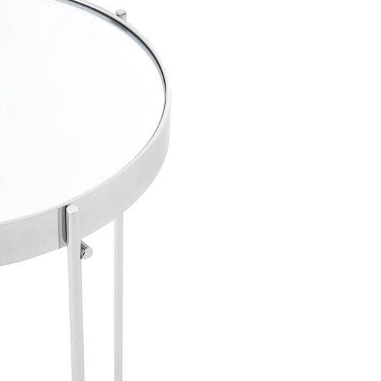 Allure Clear Mirrored Tall Round Side Table with Chrome Legs