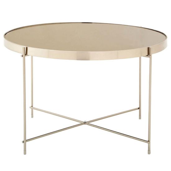 Allure Grey Mirrored Large Round Side Table with Chrome Legs
